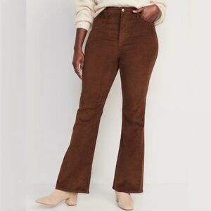 Old Navy Corduroy Pant High Flare Casual Retro Boho Classic Academia Brown 16